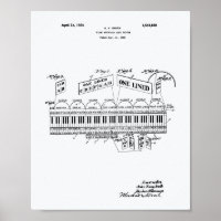 Piano Clavier 1925 Brevet Art Livre blanc