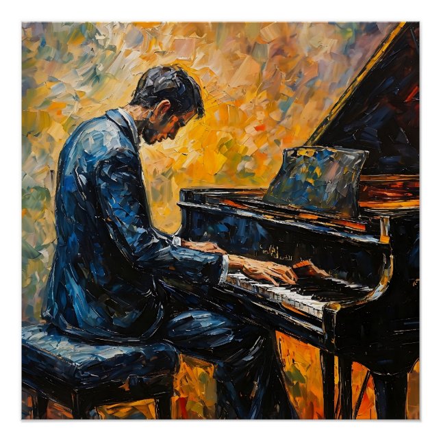 Poster Piano Player - Peinture à l'huile (Devant)