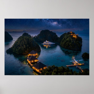 Poster Piaynemo Nuit Ciel Étoilé Raja Ampat Galaxie Art