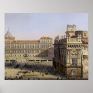 Poster Piazza Castello, Turin, gravée par F. Citterio (c