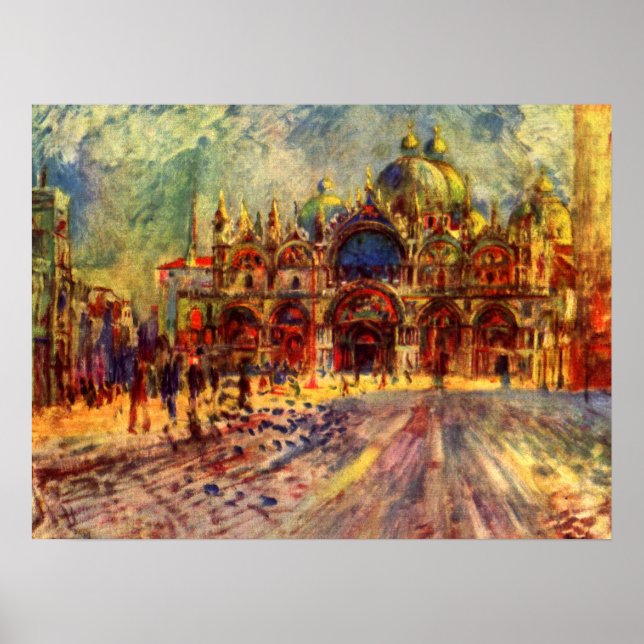 Poster Piazza San Marco, Venise par Pierre Renoir (Devant)