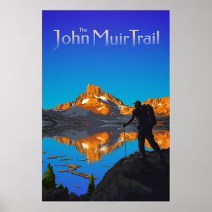 Poster Pic de randonneur et bannière - Sentier John Muir