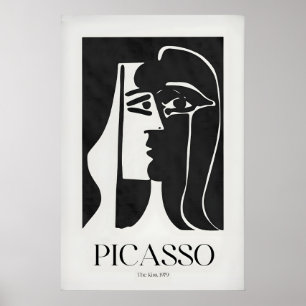Poster Picasso Le Baiser979 Noir Blanc Abstrait Profil