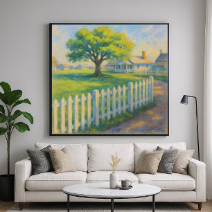 Poster Picket Tree - Pastel Peinture Style Paysage Art