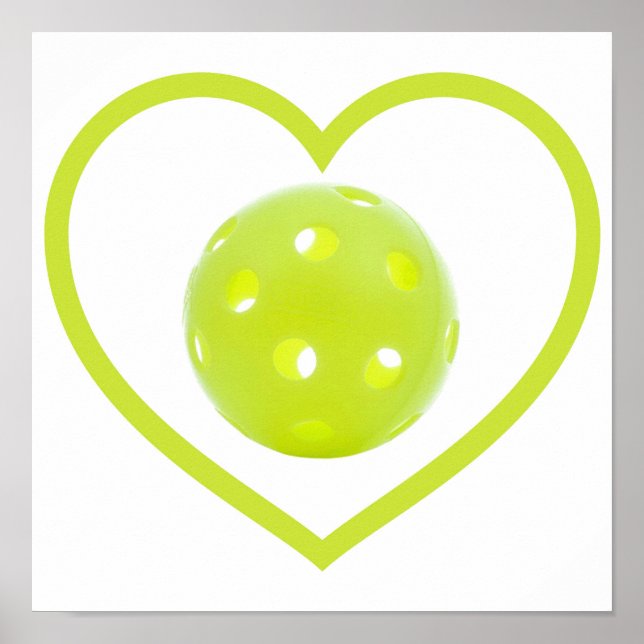 Poster pickleball amour boule de cornichon jaune (Devant)