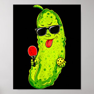 Poster Pickleball cornichon avec lunettes de soleil, raqu