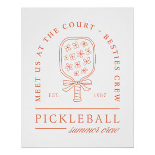 Poster Pickleball été filles orange preppy esthétique