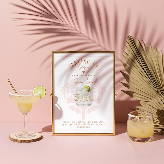 Poster Pickleball Fête des mariées Aquarelle Cocktail Boi (Pickleball Bridal Shower Watercolor Cocktail Drink Poster)