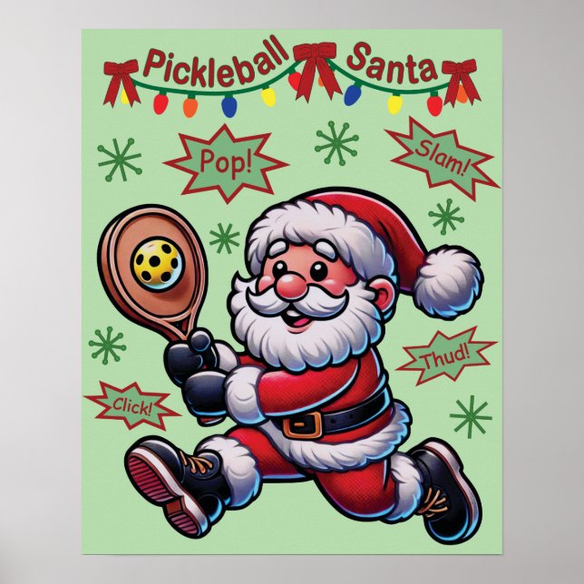 Poster Pickleball Santa Claus Christmas (Devant)