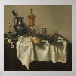 Poster Pièce de banquet avec tarte mince par Willem Claes