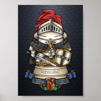 Poster Pièce de chevalier d'échecs de chat royal