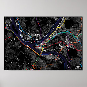 Poster Pièce de la silhouette de Pittsburgh Light Rail