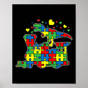 Poster Pièce de puzzle de train à cheval de dinosaure Sen