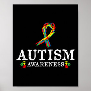 Poster Pièce de Puzzle Ribbon Sensibilisation sur l'autis