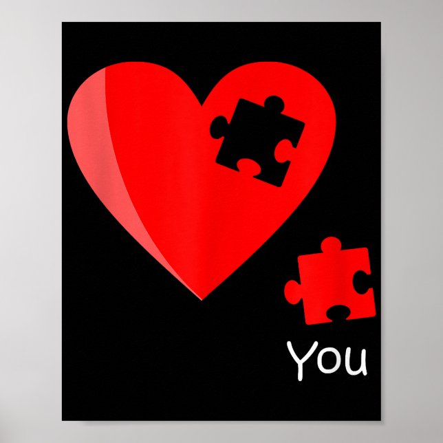 Poster Pièce manquante Puzzle Coeur Valetines Chemise Jou (Devant)