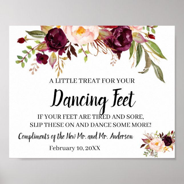 Poster Pieds de danse Flip Flops Mariage MarsalaFlower Si (Devant)