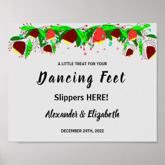 Poster Pieds de danse tongs | Panneau Mariage de fleurs