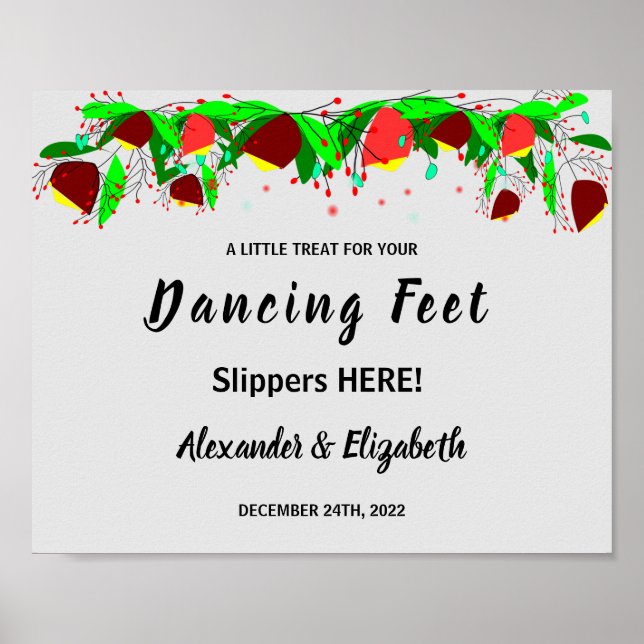 Poster Pieds de danse tongs | Panneau Mariage de fleurs (Devant)