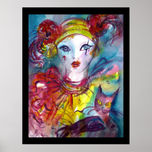 Poster PIERO AVEC CAT / Masques vénitiens