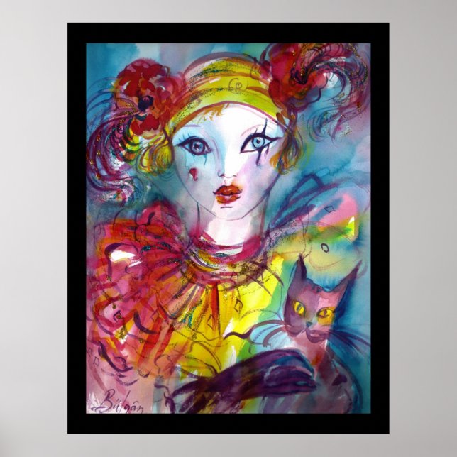 Poster PIERO AVEC CAT / Masques vénitiens (Devant)