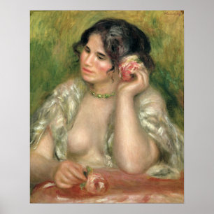 Poster Pierre A Renoir   Gabrielle avec un Rose