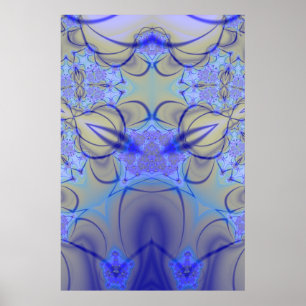 Poster Pierre Art fractal violet et jaune