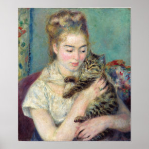 Poster Pierre-Auguste Renoir - Femme avec chat