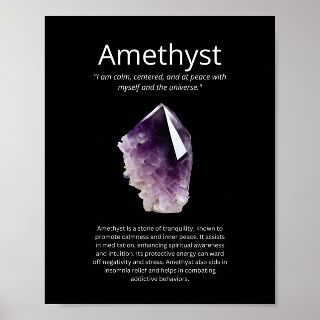 Poster Pierre cristalline Améthyste Signification (Devant)