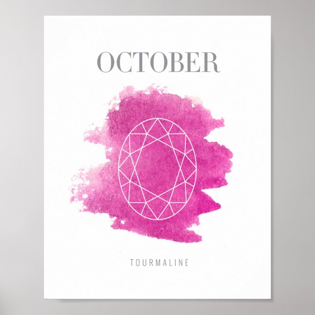 Poster Pierre de naissance Tourmaline Octobre (Devant)