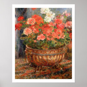 Poster Pierre géraniums de Renoir un   dans un bassin de