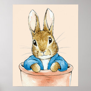 Poster Pierre le lapin assis dans un pot