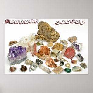 Poster Pierres curatives, ametyst, quartz, opale,