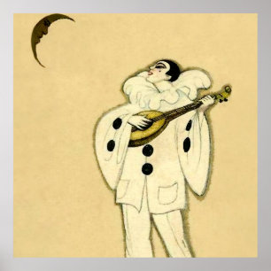 Poster Pierrot Serenades a Crescent Moon par Sophia Chios