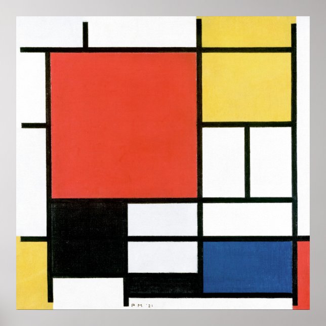 Poster Piet Mondrian Composition Géométrie d'art Abstrait (Devant)