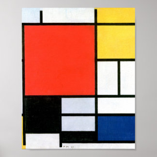 Poster Piet Mondrie Composition Rouge Jaune Bleu Noir