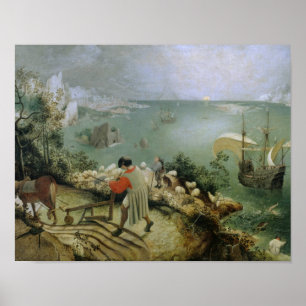 Poster Pieter Bruegel l'aîné - automne de paysage d'Icare