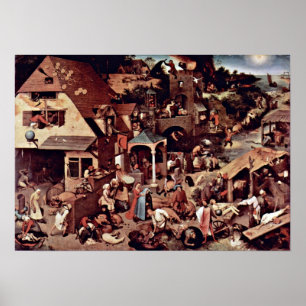 Poster Pieter Bruegel l'aîné - les proverbes néerlandais
