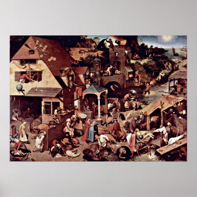 Poster Pieter Bruegel l'Ancien - Les proverbes hollandais (Devant)