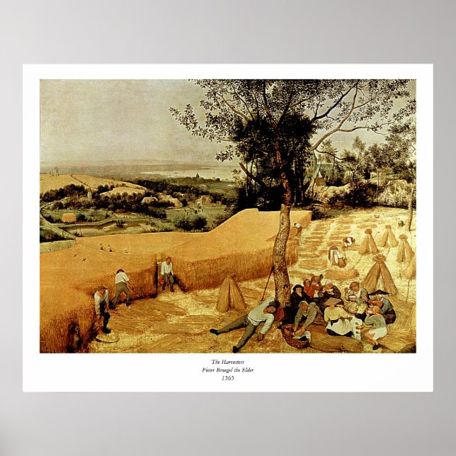 Poster Pieter Bruegel's The Harvesters (1565) (Devant)