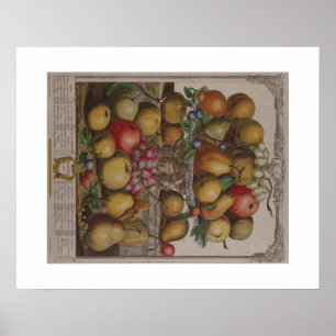 Poster Pieter Casteels, douze mois de fruit, décembre