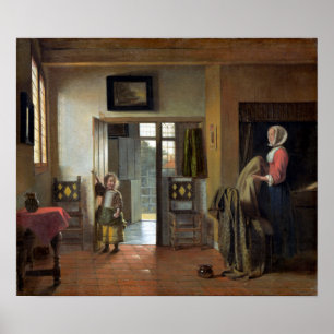 Poster Pieter de Hooch La Chambre