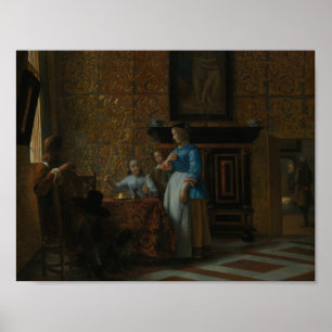 Poster Pieter de Hooch - Temps de loisirs dans un élégant