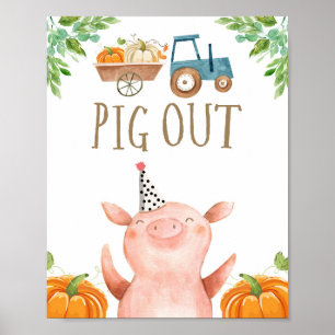Poster Pig Out Farm Animaux Citrouille Fall Boy Anniversa