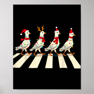 Poster Pigeon Crossing Road Xmas