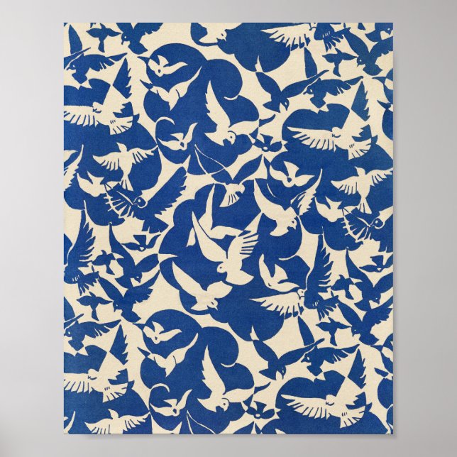 Poster Pigeons in White and blue Rijksmuseum Amsterdam (Devant)