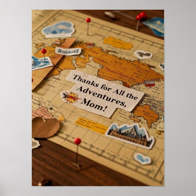 Poster Piges et points de repère de la carte mondiale (Devant)