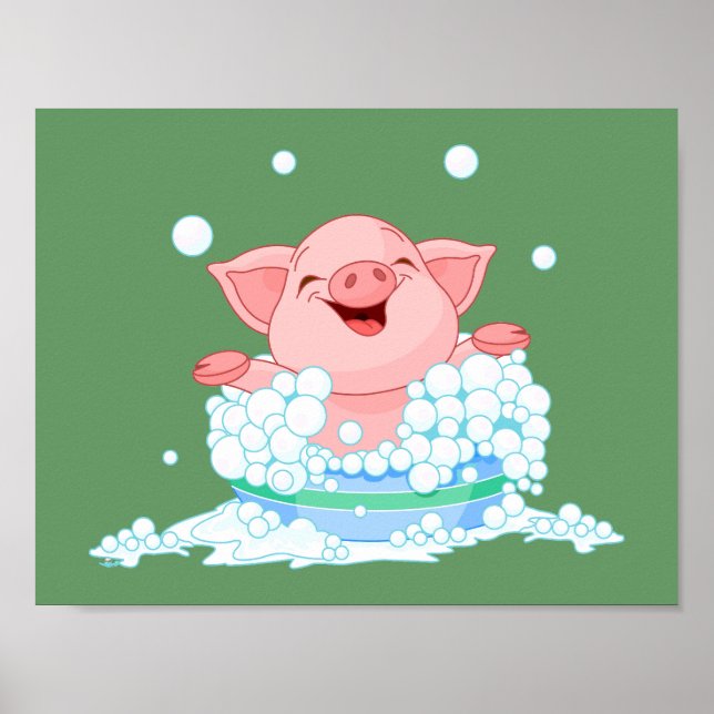 Poster Piggy Bath (vert) (Devant)