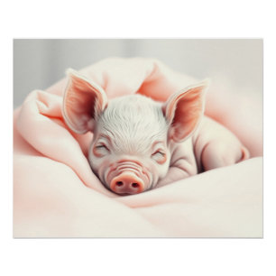 Poster Piglet dormant adorable dans une couverture