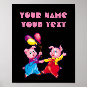 Poster piglet rose joyeux