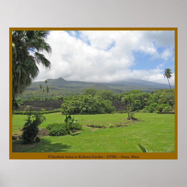 Poster Pi'ilanihale Heiau au jardin Kahanu - Maui (Devant)